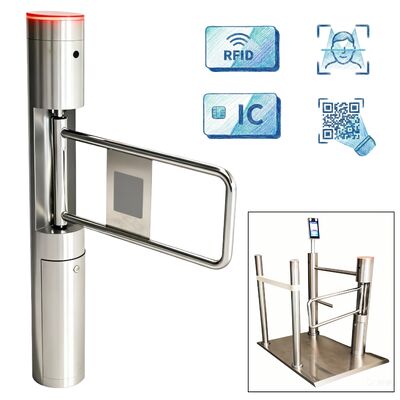 Распашной барьер SS304 с бесщеточным двигателем, распознаванием лиц и измерением температуры